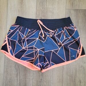 Champion C9 Running Shorts Size XL Duo Dry Neon Coral Black Geometric Lined Cute